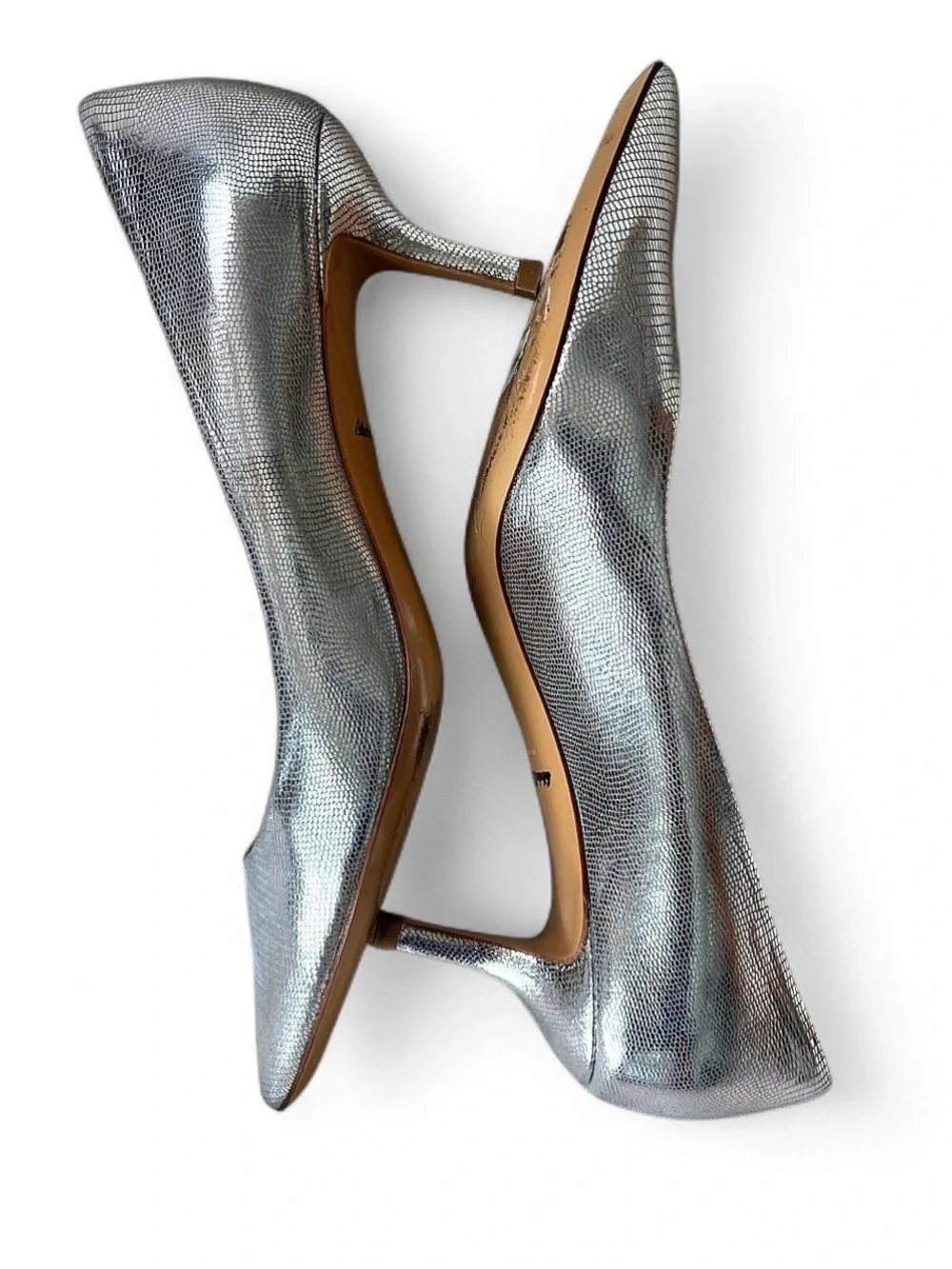 Salvatore Ferragamo Silver Metallic Heels Size 7   #glamour #eveningwear #design